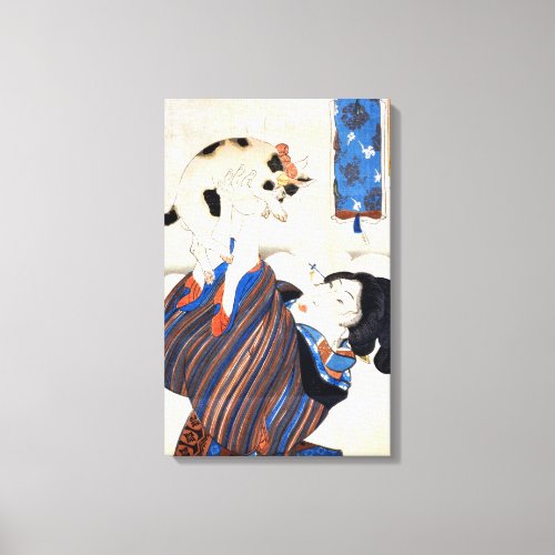 Japanese Woman with Cat Utagawa Kuniyoshi Canvas Print