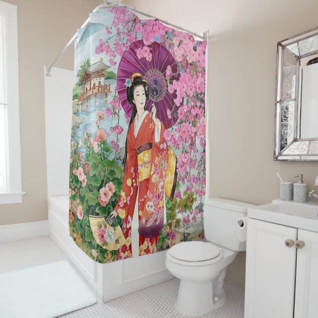 Japanese Women In Kimono  Shower Curtain (In Situ)
