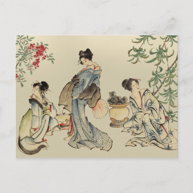 Japanese women in traditional garments postcard (Front)