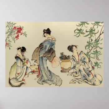 Japanese Women In Traditional Garments Poster by HTMimages at Zazzle