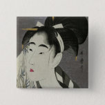 Japanese Women Wiping Her Face Pinback Button at Zazzle