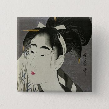 Japanese Women Wiping Her Face Pinback Button by lilandluckysloot at Zazzle