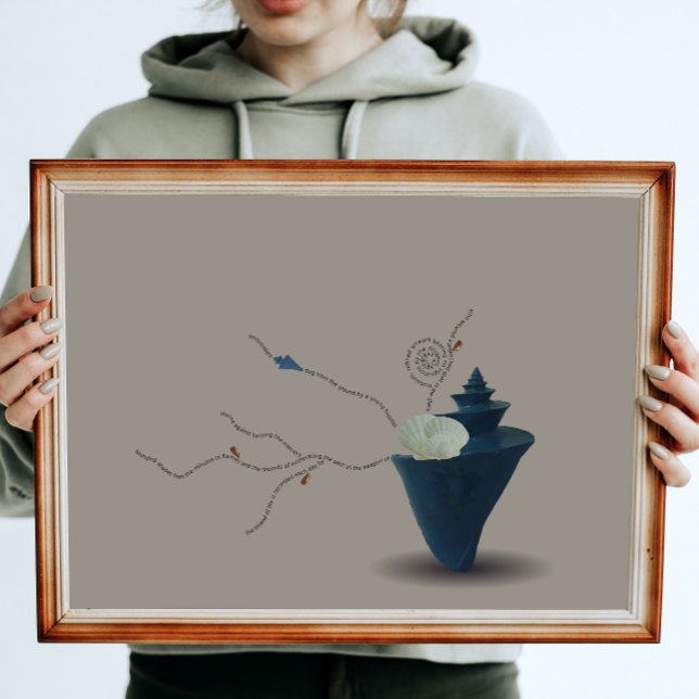 Japanese wonder shell poem blue coastal wall art (Creator Uploaded)