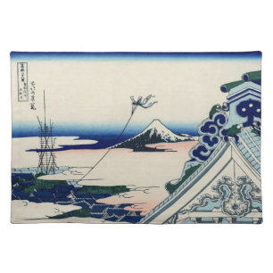 Japanese Woodblock: Asakusa Honganji Temple Cloth Placemat