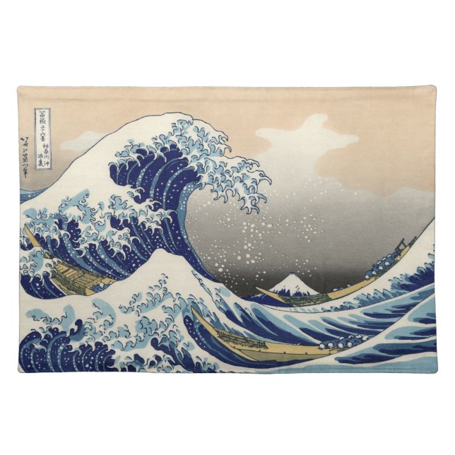 Japanese Woodblock: Big Wave off Kanagawa Cloth Placemat (Front)