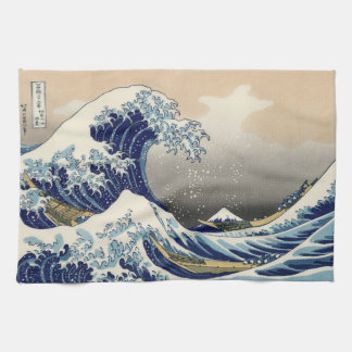 Japanese Woodblock: Big Wave off Kanagawa Towel