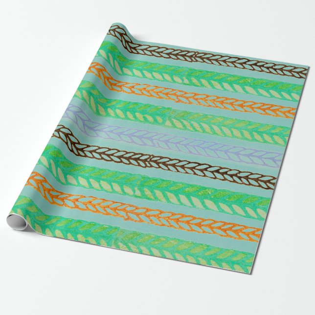JAPANESE WOODBLOCK PATTERN WRAPPING PAPER (Unrolled)