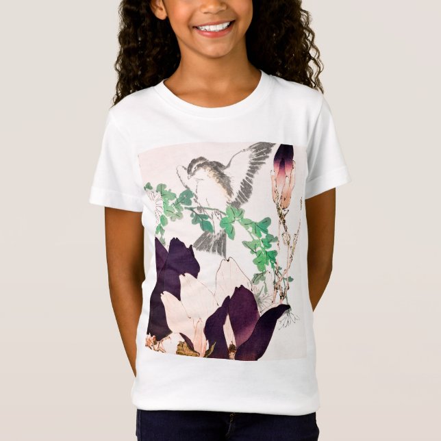 JAPANESE WOODBLOCK PRINT BIRD T-Shirt (Front)