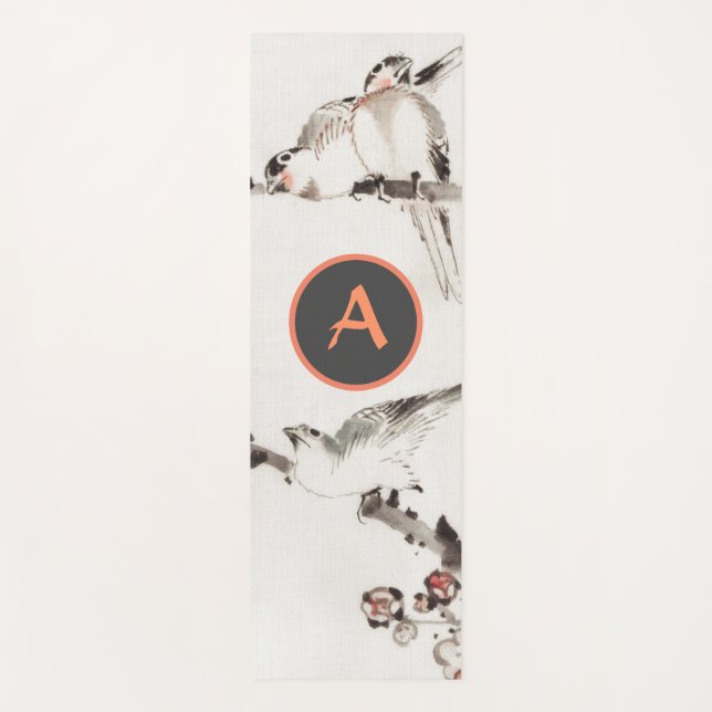 JAPANESE WOODBLOCK PRINT BIRDS ON BRANCH YOGA Mat (Front)
