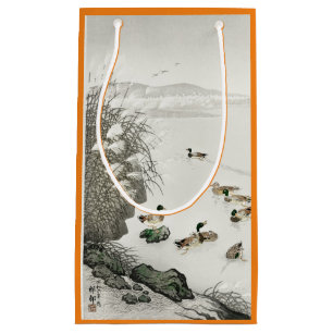 JAPANESE WOODBLOCK PRINT SWIMMING DUCKS GIFT BAG