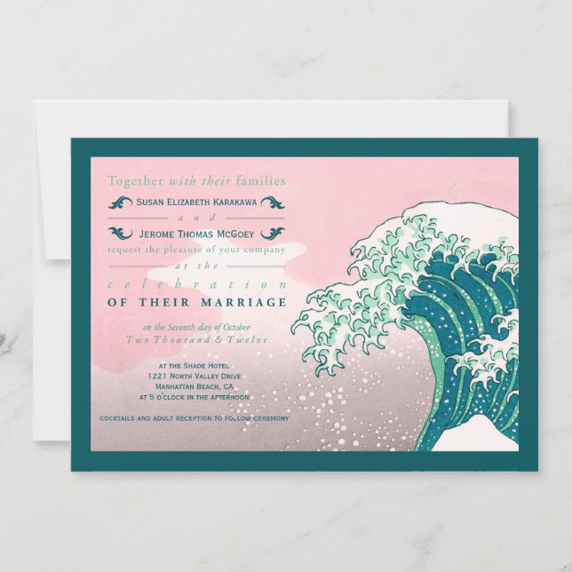 Japanese Woodblock Print Wedding Invitations (Front)