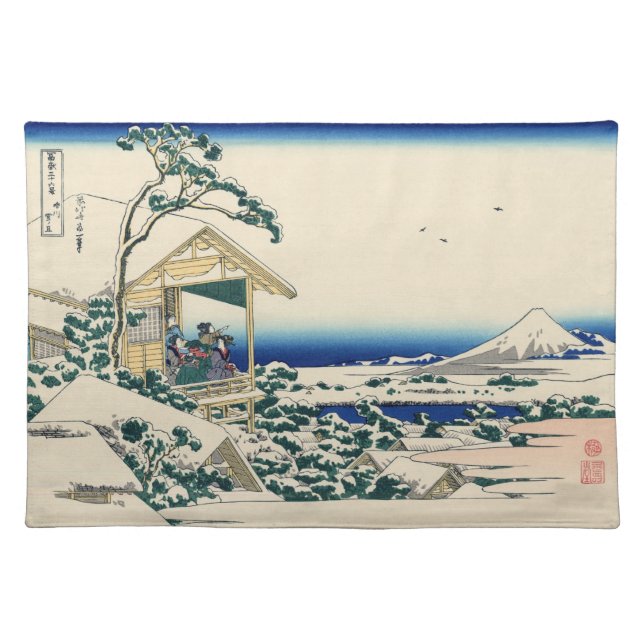 Japanese Woodblock: Tea House at Koishikawa Placemat (Front)