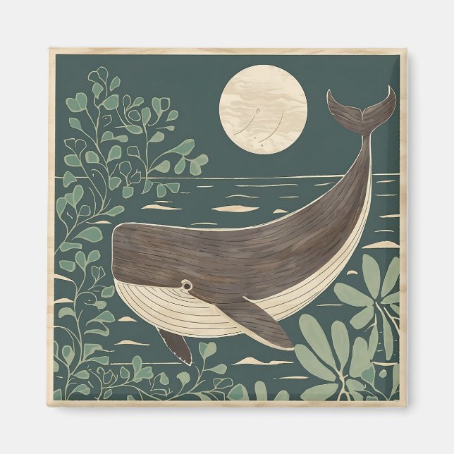 Japanese Woodblock Whale Magnet (Front)
