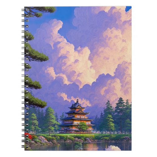 Japanese Wooden Castle by the Enchanting Lake Notebook