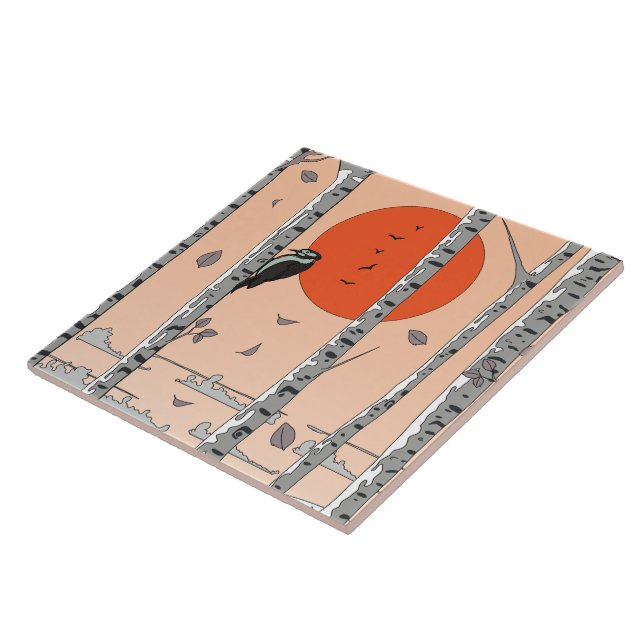 Japanese Woodpecker Ceramic Tile (Side)