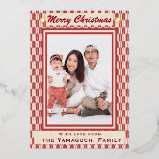 Japanese Yagasuri Pattern Photo Holiday Card