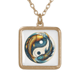 Japanese Yin Yang Symbol Koi Fish Gold Plated Necklace
