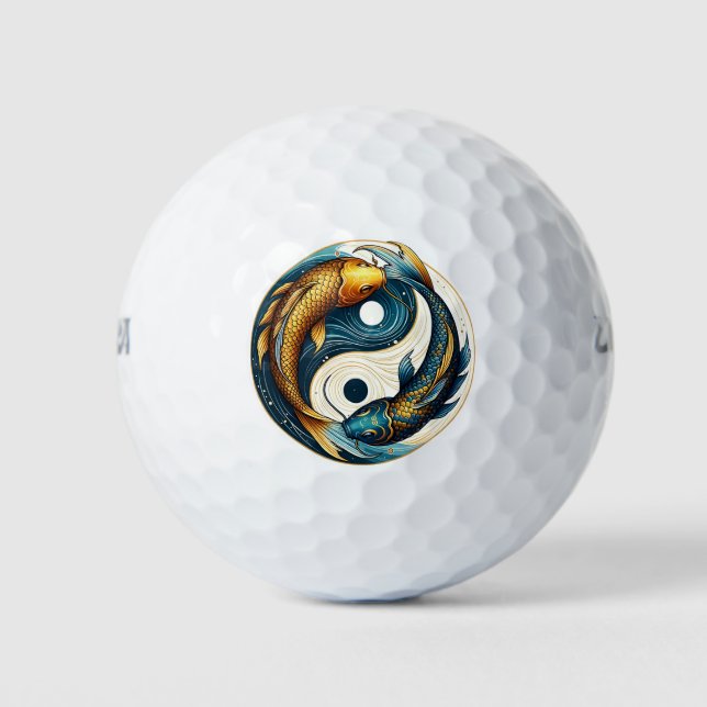 Japanese Yin Yang Symbol Koi Fish Golf Balls (Front)