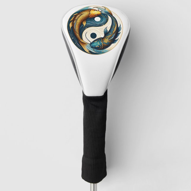 Japanese Yin Yang Symbol Koi Fish Golf Head Cover (Front)