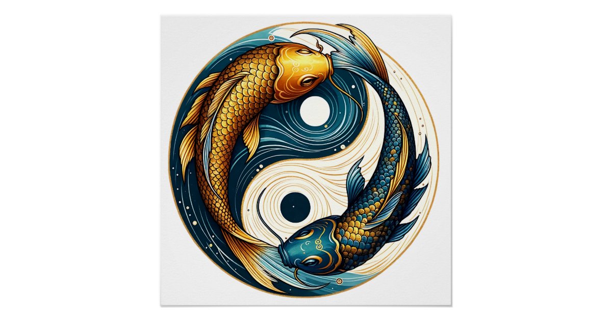 Japanese Yin Yang Symbol Koi Fish Poster | Zazzle