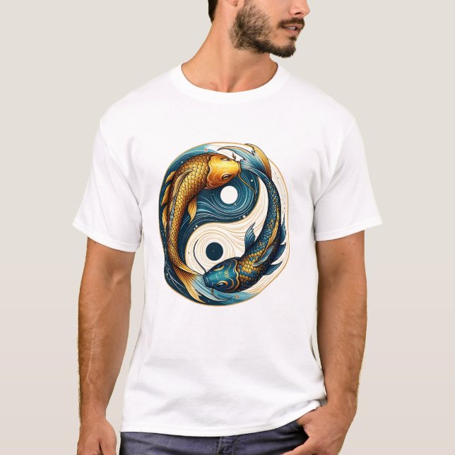 Japanese Yin Yang Symbol Koi Fish T-Shirt (Front)