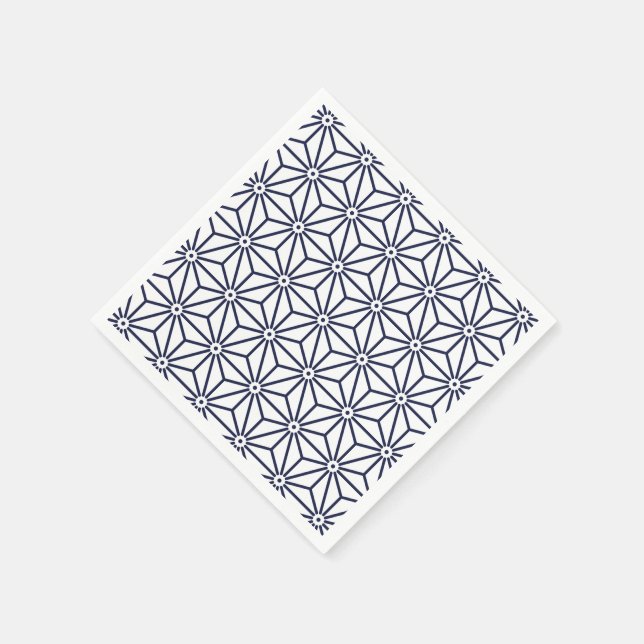 Japanese Yukata Jinbei Asanoha Navy blue Napkins (Corner)