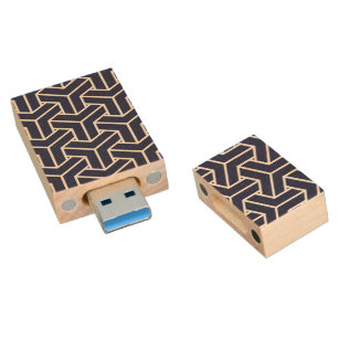 Japanese Yukata Jinbei Bishamon Navy Blue Oriental Wood Flash Drive
