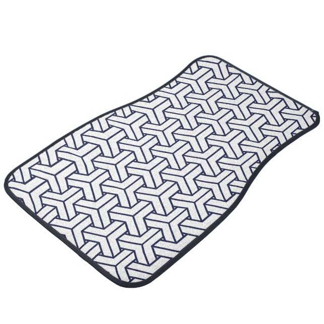 Japanese Yukata Jinbei Bishamon Navy pattern Car Floor Mat (Angled)