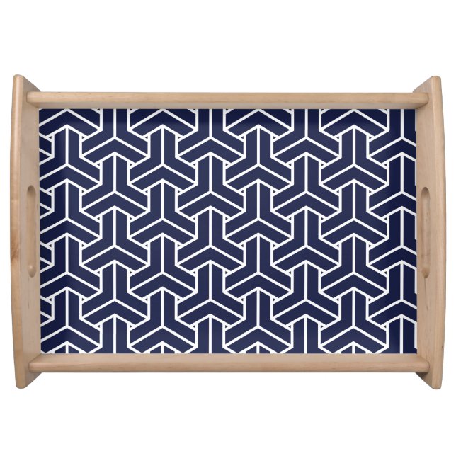 Japanese Yukata Jinbei Bishamon Navy pattern Serving Tray (Front)