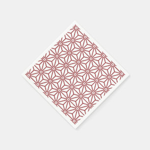 Japanese Yukata Red White Jinbei Asanoha Shinshu Paper Napkins