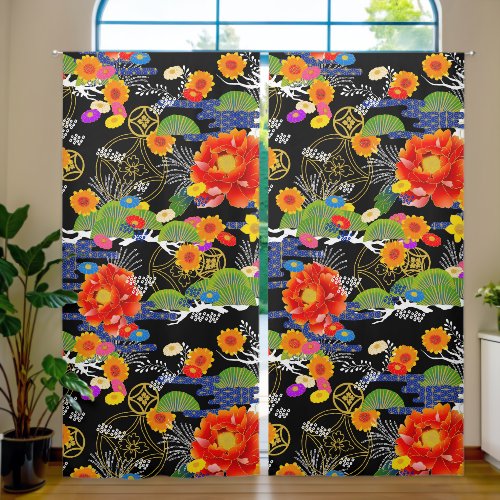 Japanese yuzen style blackout curtains