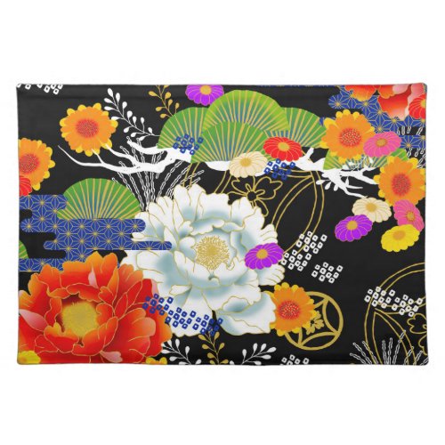 Japanese yuzen style cloth placemat