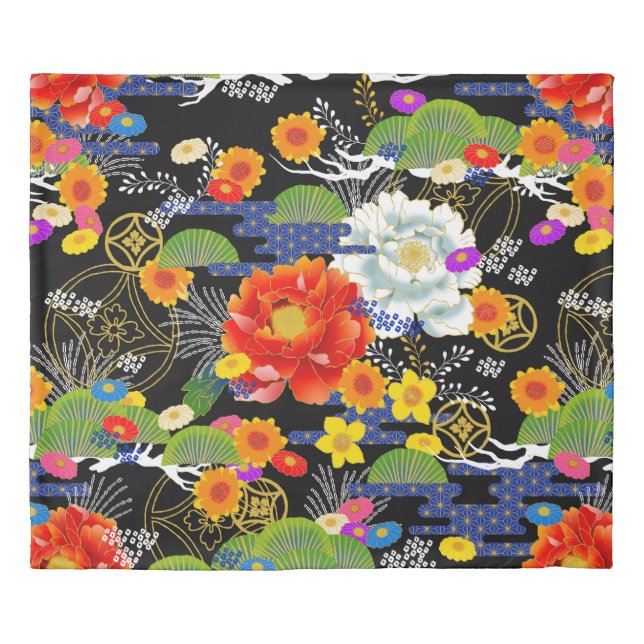 Japanese yuzen style duvet cover (Front)