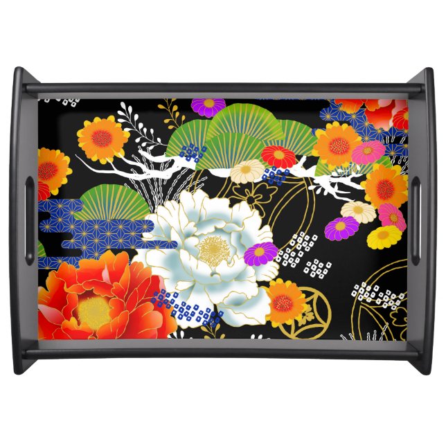 Japanese yuzen style serving tray (Front)
