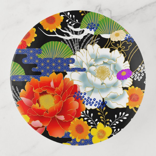 Japanese yuzen style trinket tray (Front)