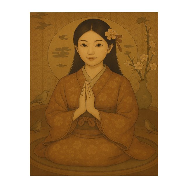 Japanese Zen art - Prayer - brown - (Front)