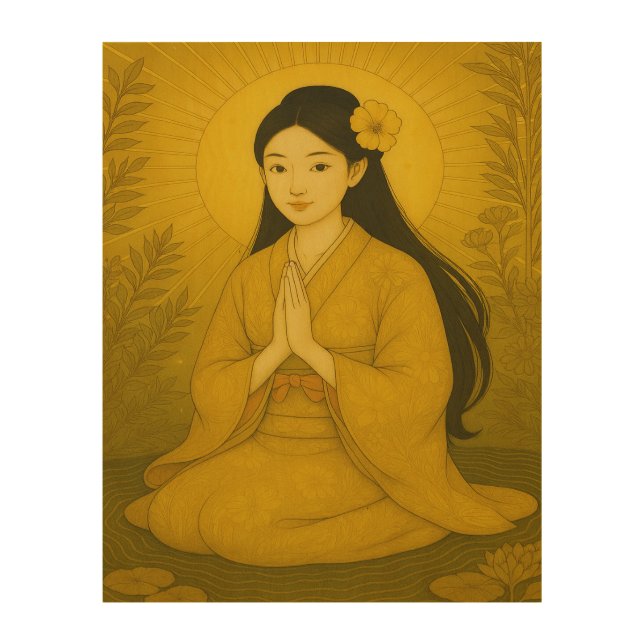 Japanese Zen art - Prayer - yellow - (Front)