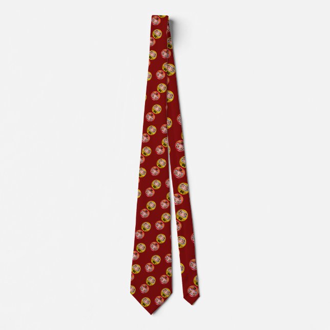  "Japanese Zen Daruma & Kanji – Never Give Up" Neck Tie (Front)