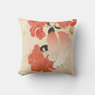 Japenese Art Floral Throw Pillow
