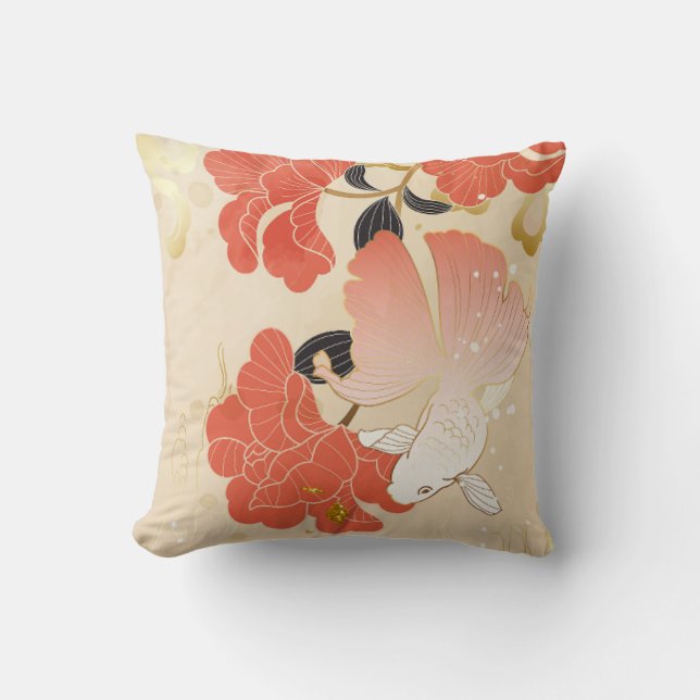 Japenese Art Floral Throw Pillow (Front)