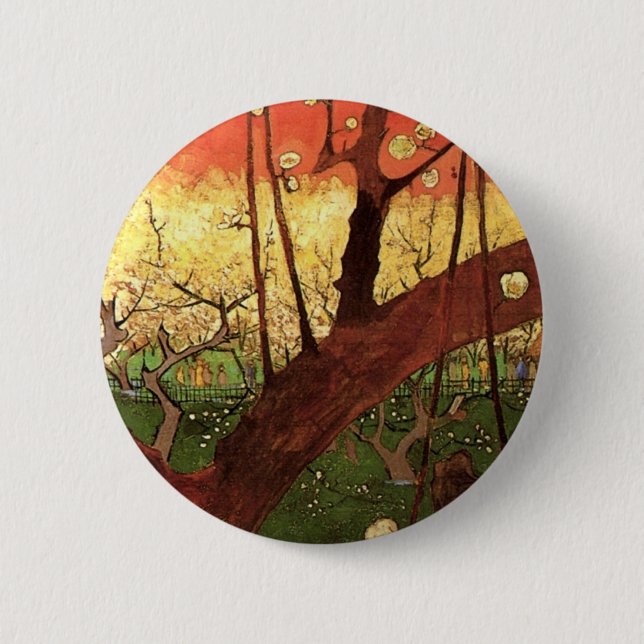 Japonism: Flowering Plum Tree by Vincent van Gogh Button (Front)