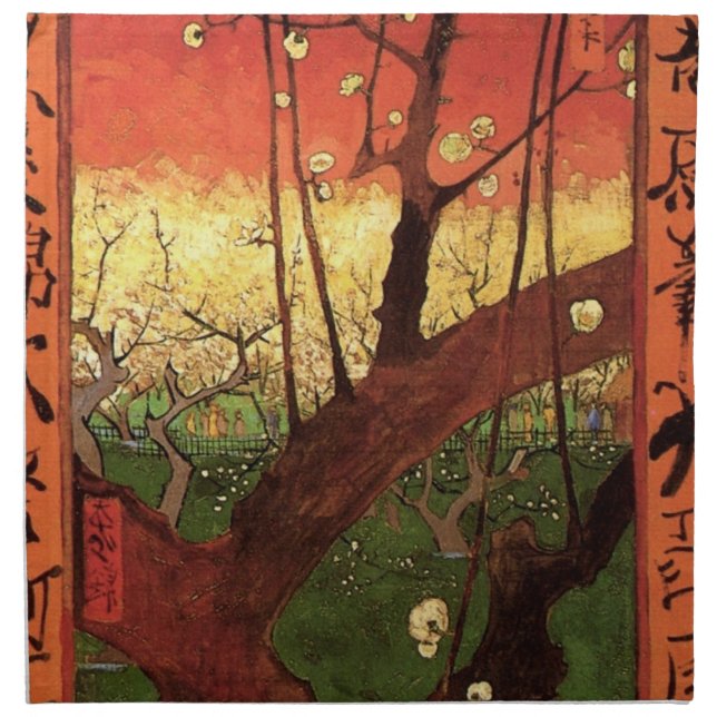 Japonism: Flowering Plum Tree by Vincent van Gogh Cloth Napkin (Front)