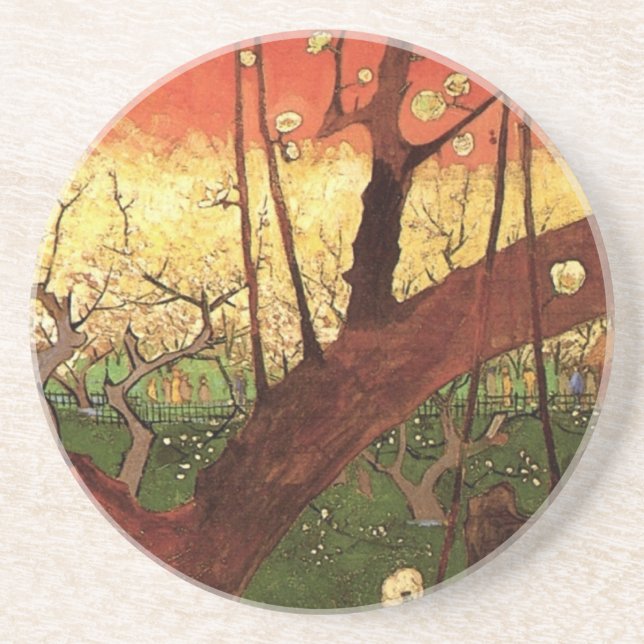 Japonism: Flowering Plum Tree by Vincent van Gogh Drink Coaster (Front)