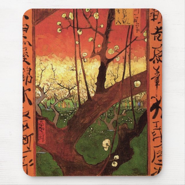 Japonism: Flowering Plum Tree by Vincent van Gogh Mouse Pad (Front)