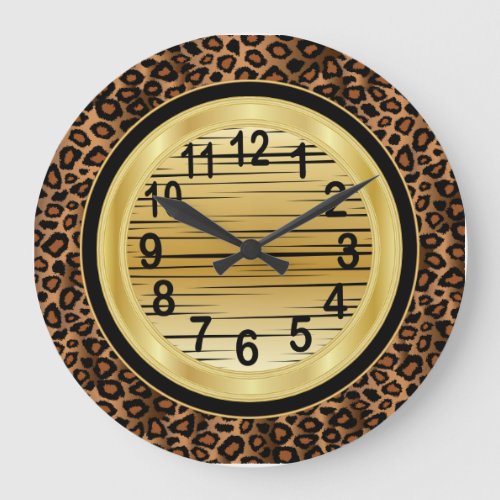 Jaquar Animal Print with Gold Scribble Design Large Clock