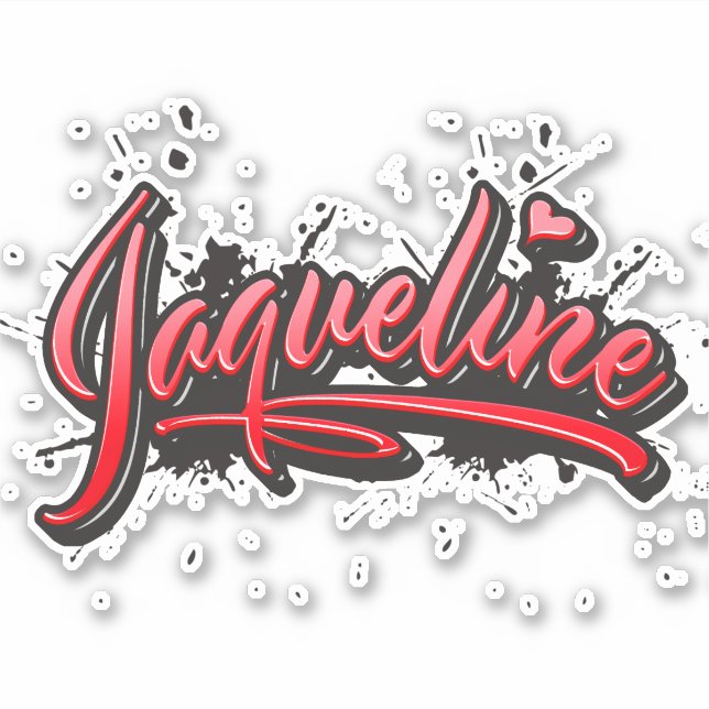 Jaqueline red Heart Graffiti Sticker (Front)