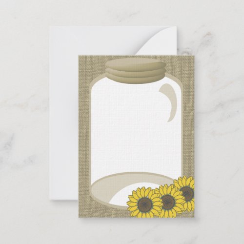 Jar and Sunflower Wedding Shower message Business Card Templates