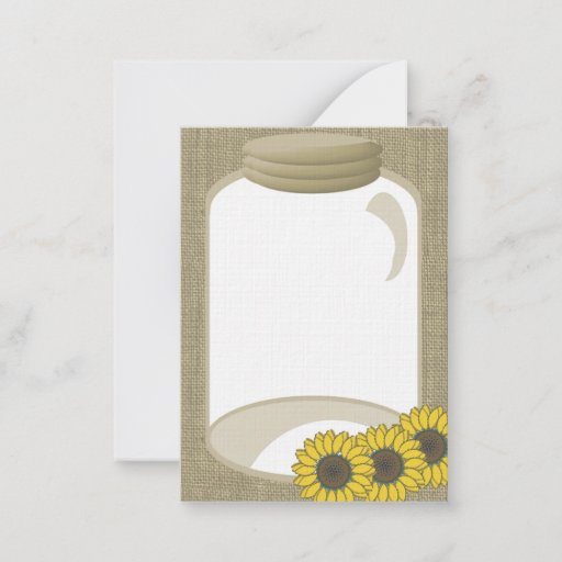 Customizable Jar and Sunflower Wedding Shower message Business Card Templates