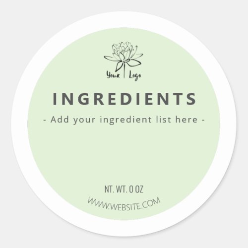 Jar Bottom Sage Colored Ingredient Labels