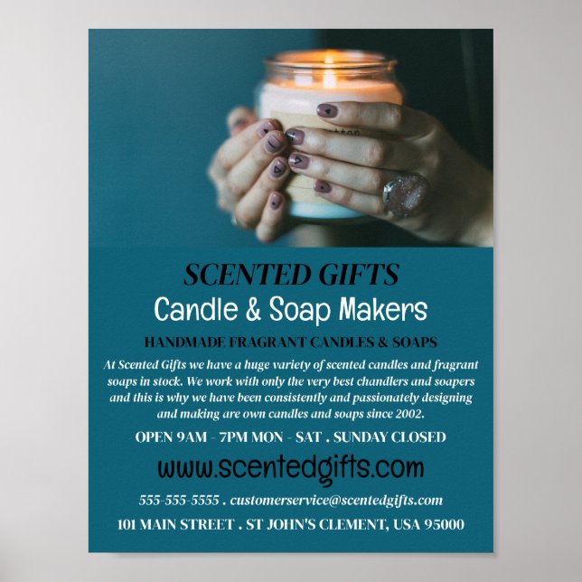 Jar Candle, Candle & Soap Maker Advertising Poster (Front)